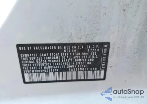 2023 Volkswagen Jetta 1.5T Se from USA, damaged, VIN 3VW7M7BUXPM056379